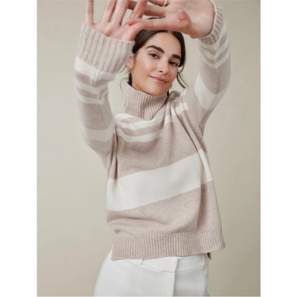 J. McLaughlin 100% cashmere cream tan turtleneck sweater NWT - Picture 1 of 13